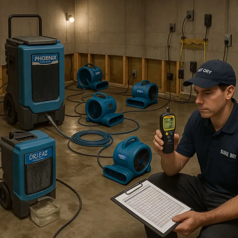 Structural Drying and Dehumidification process in Derry Village, NH